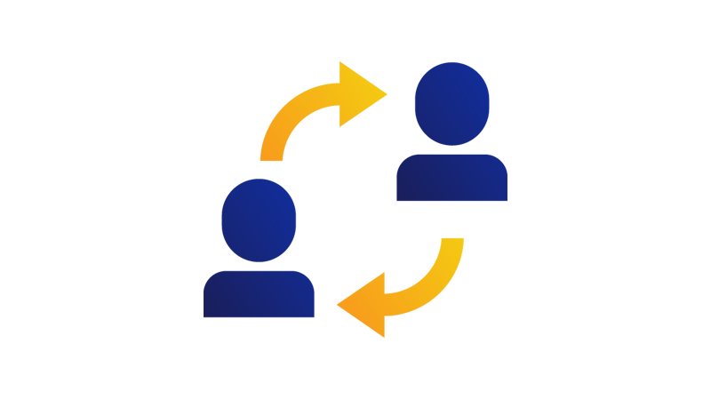 Visa_icon_globe Two arrows connecting two people in a circular shape.