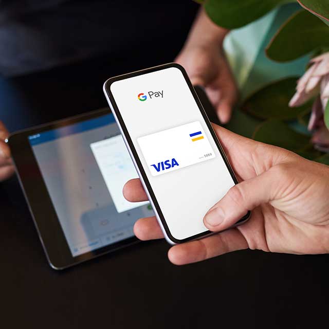 Google Pay App voor betalingen met creditcard en debetcard Visa