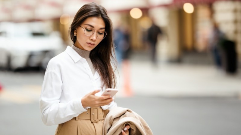 woman on her phone